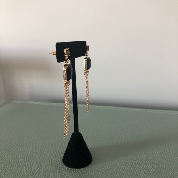 14th & Union Clear-Black-Gold long earrings - NEW - Picture 4 of 8